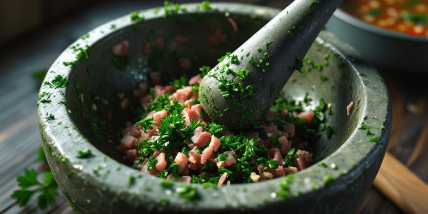 Finely chop the bacon, parsley and garlic