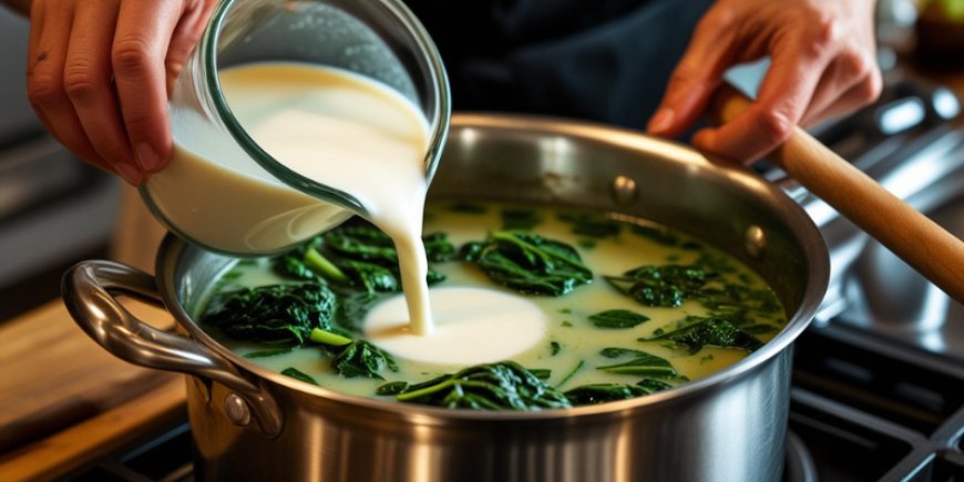 Add milk and stock.