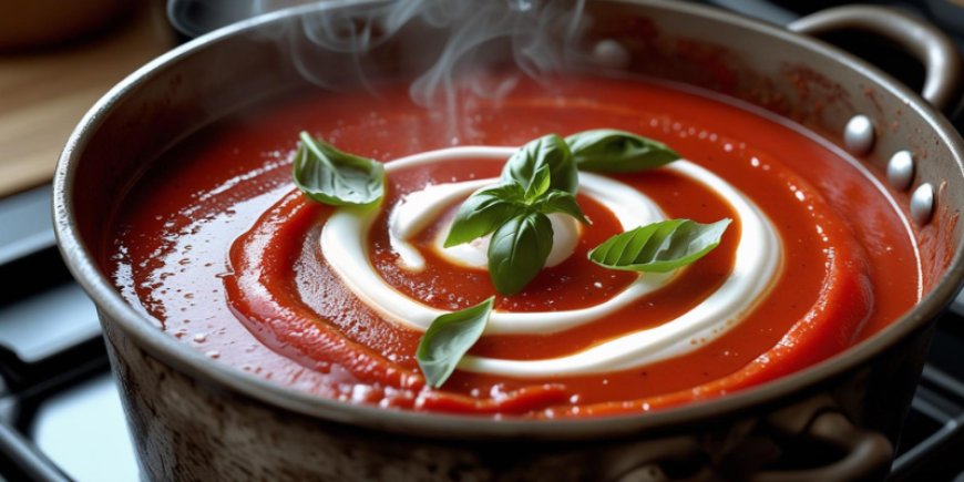 Add crème and basil leaves.