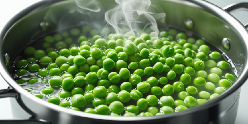 Blanch the peas.
