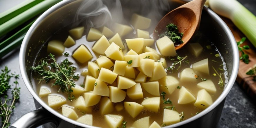 Add the potatoes and stock.