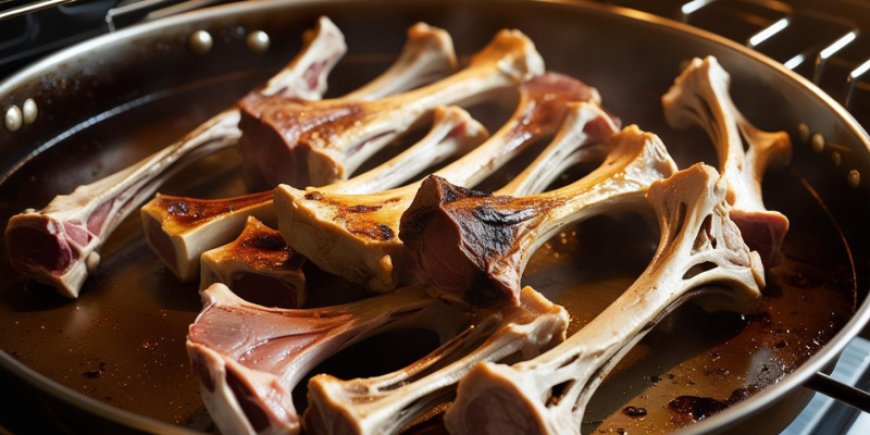 Roast the lamb and veal bones.