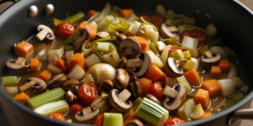 Place the fried vegetables in a stock pot.