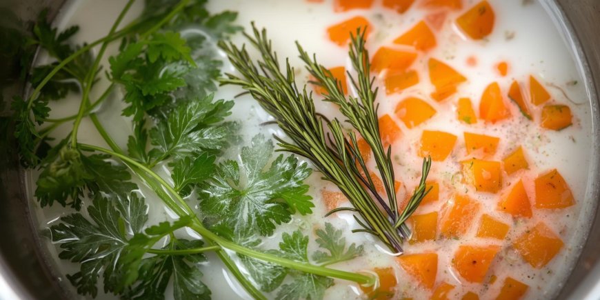 Infuse the milk with the vegetables.