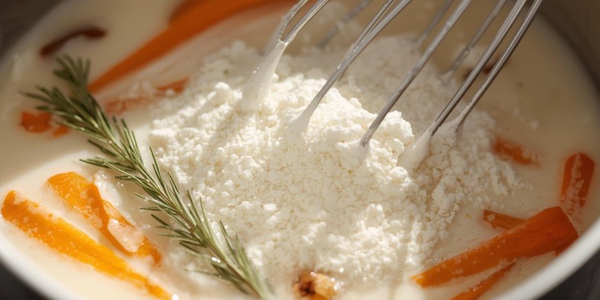 Add milk and whisk in the sauce flour.