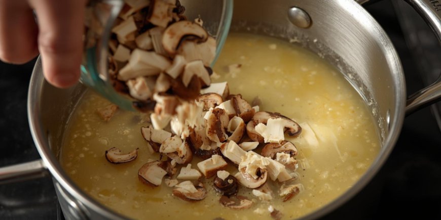 Add the mushroom trimmings.