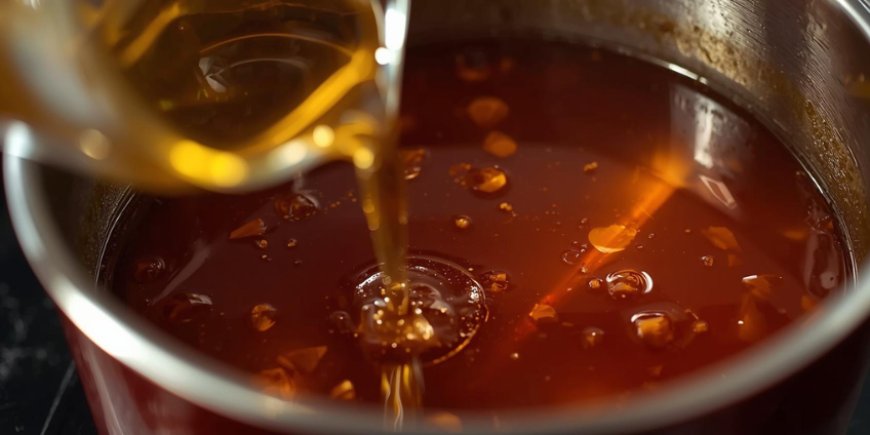 Add the vinegar and the reduced stock.