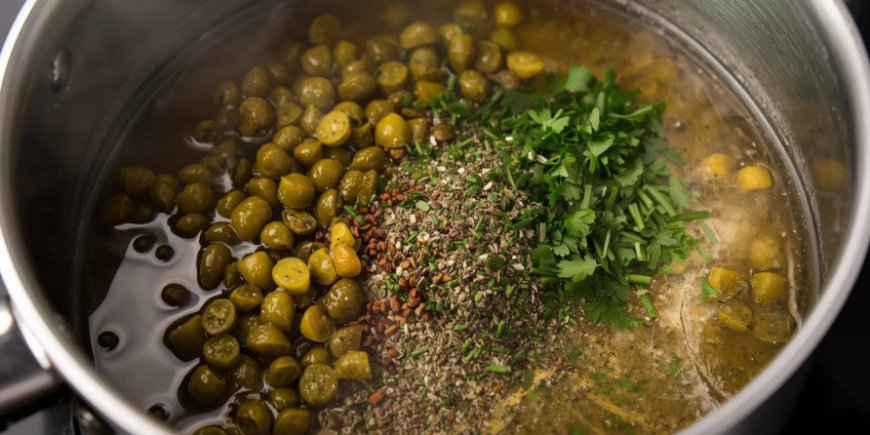 Add the gherkins and herbs.