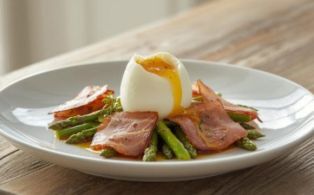 Poached Duck Egg, Asparagus, Cured Ham, Grain Mustard Dressing Recipe