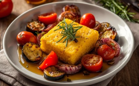 Crips Polenta and Roasted Mediterranean Vegetables Recipe