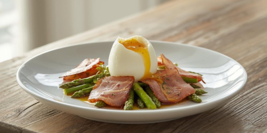 Poached Duck Egg, Asparagus, Cured Ham, Grain Mustard Dressing Recipe