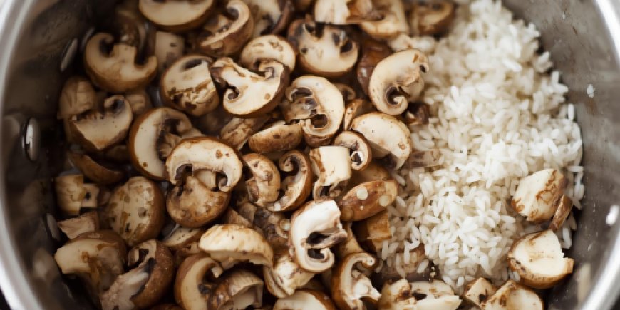 Add the rice and mushrooms.