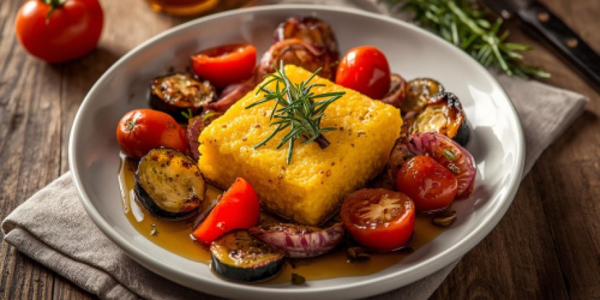 Crips Polenta and Roasted Mediterranean Vegetables Recipe