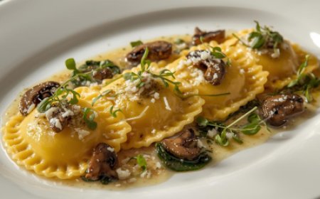 Ravioli of Squash and Spinach with Wild Mushroom Sauce Recipe