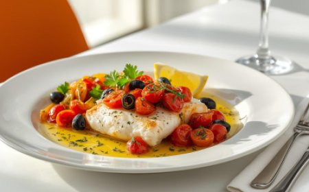 Baked Hake with Tomatoes and Olives Recipe