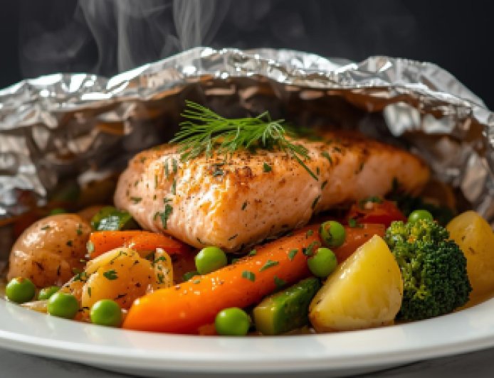 Baked Salmon Parcel with New Potatoes Recipe