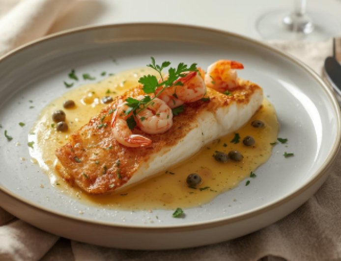 Pan Fried Sole with Shrimps and Caper Dressing Recipe