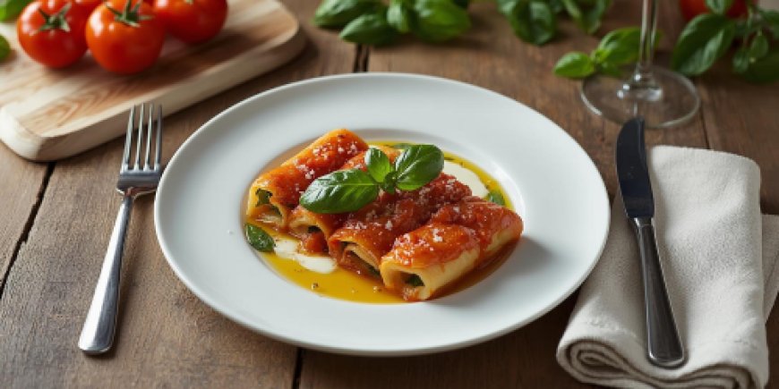 Ricotta and Spinach Cannelloni with Tomato and Basil Sauce Recipe