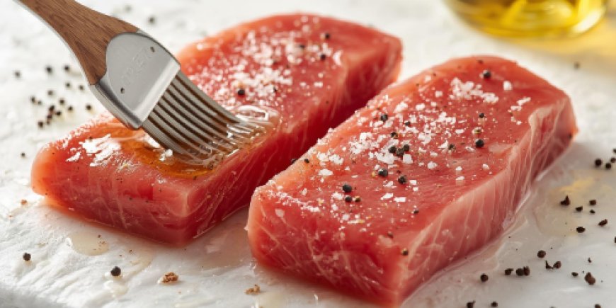Brush the tuna steaks.