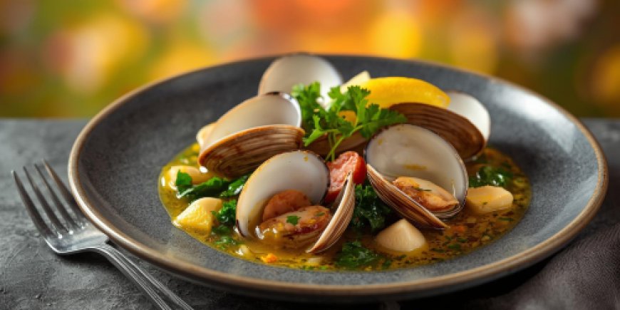 Steamed Clams in Saffron and Spring Green Broth Recipe with Images