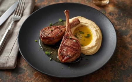 Lamb Valentine Steaks with Fresh Hummus Recipe