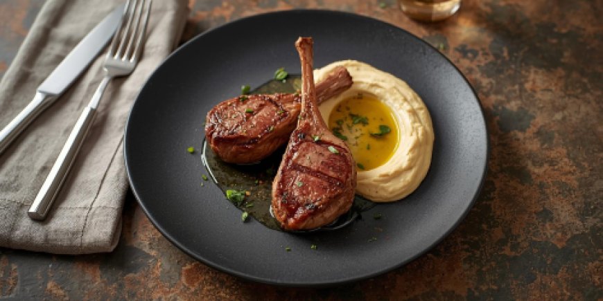 Lamb Valentine Steaks with Fresh Hummus Recipe